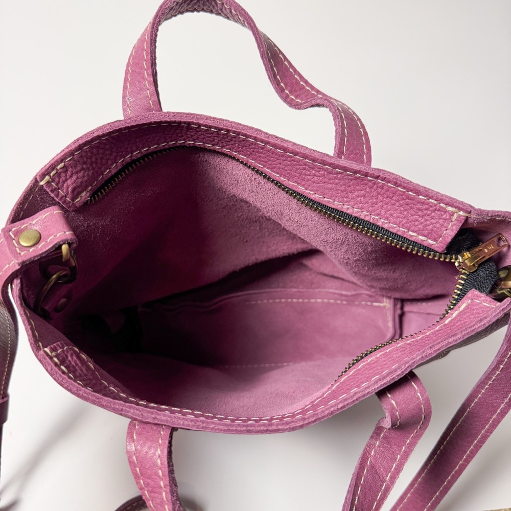 Portland Leather Goods Purple Mulberry Zipper Leather Mini Tote Crossbody Bag - Picture 8 of 8